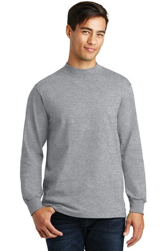Port & Company Adult Unisex Essential 6.1-ounce, 100% Cotton Mock Turtleneck Long Sleeve T-shirt